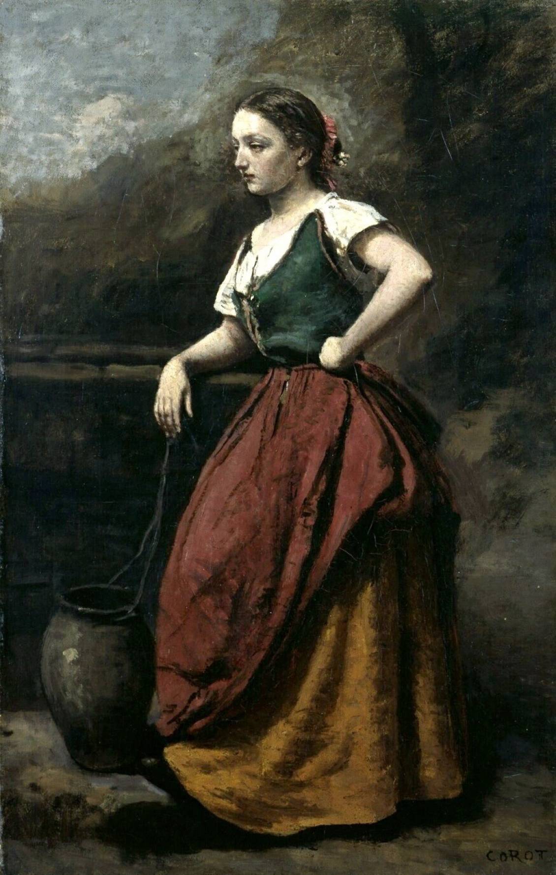 Jean-Baptiste Corot, Jonge vrouw bij een bron, 1865-1870 (Voormalig collectie Rijksmuseum Kröller-Müller)