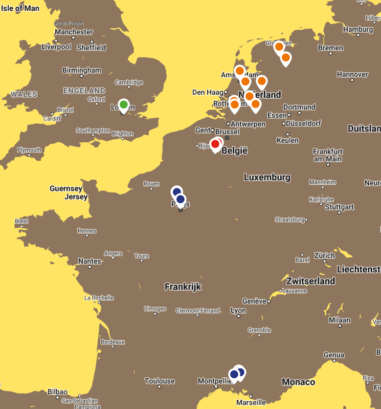 Route van Gogh Europe: locaties