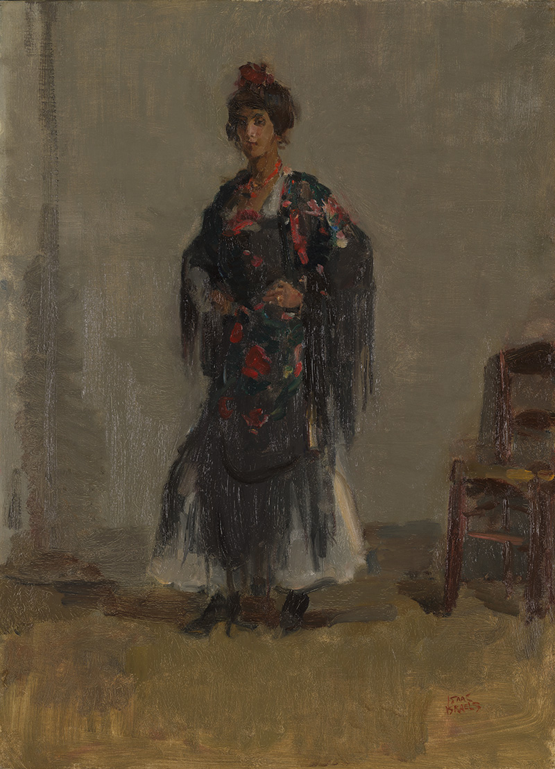 Schilderij van Isaac Israels met een vrouwfiguur in traditionele Spaanse kleding
