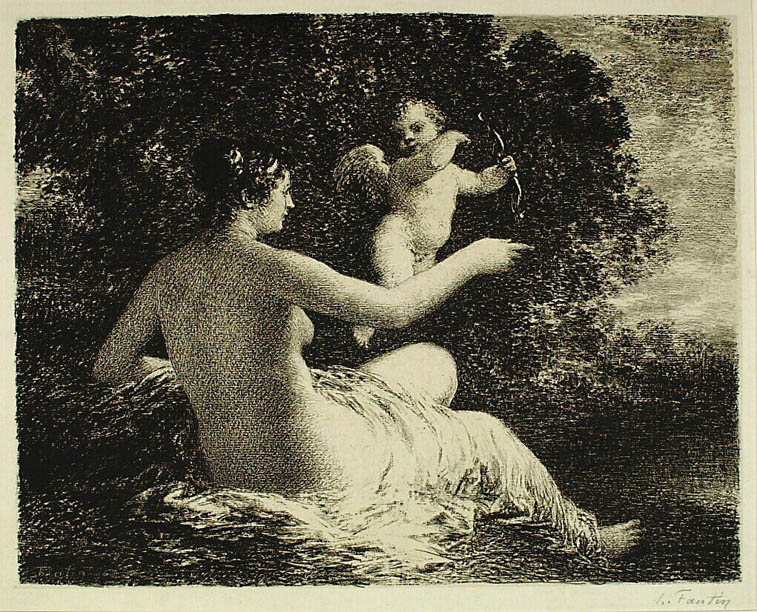 Henri Fantin-Latour, Venus et l’Amour (grande planche), 1896, lithografie (Chine appliqué)