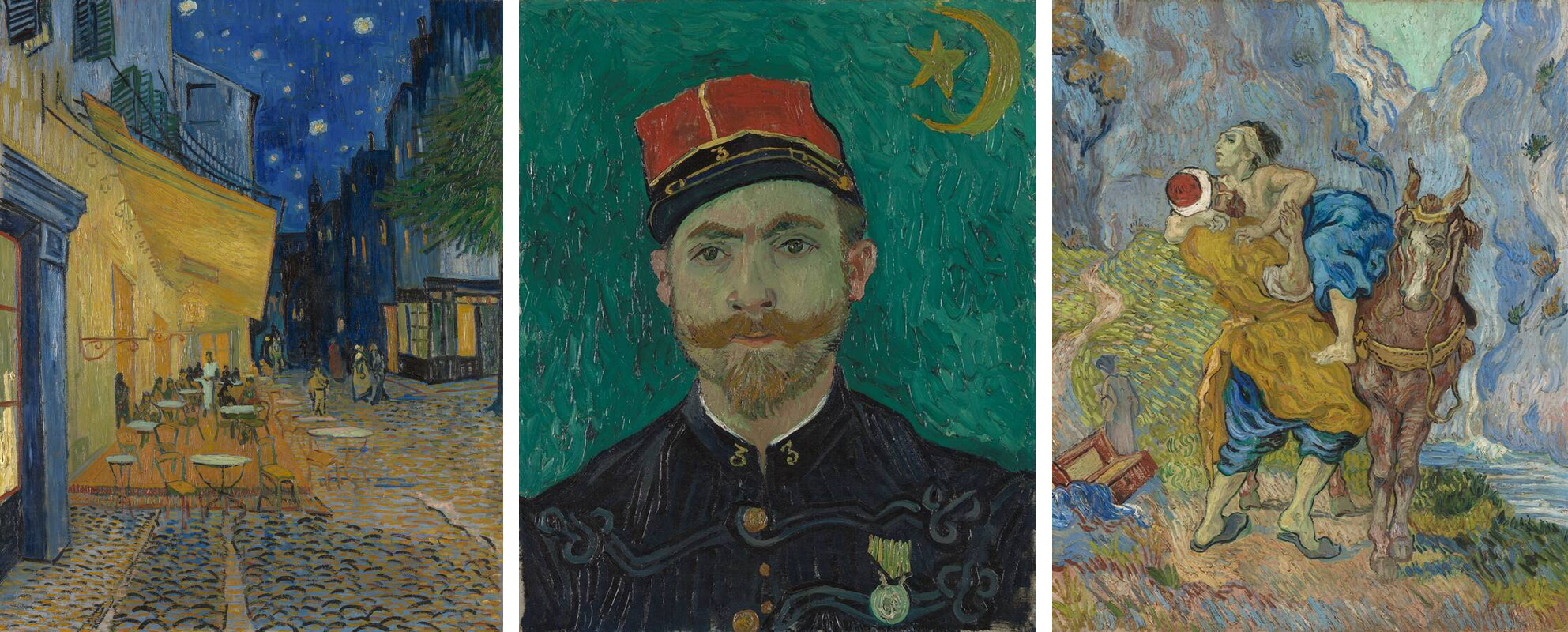 drie schilderijen van Vincent van Gogh