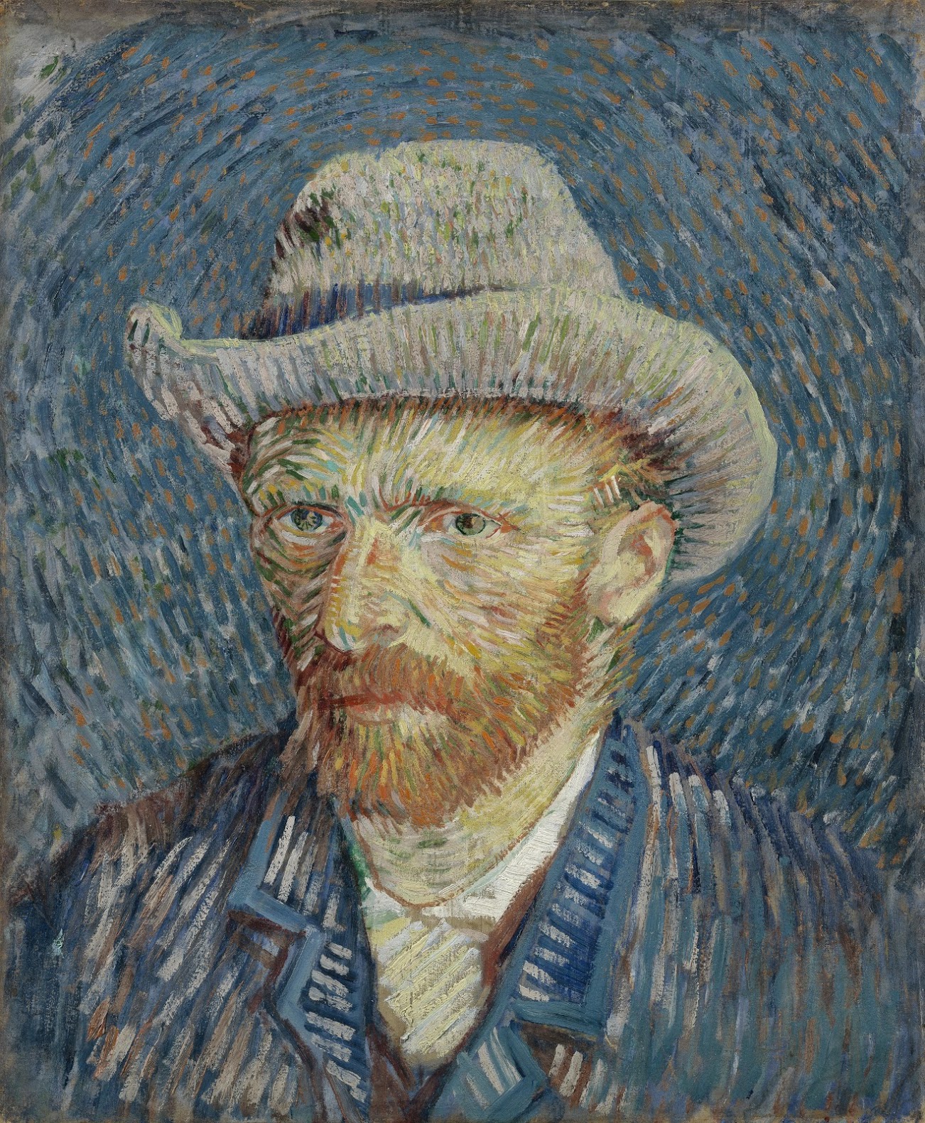 Vincent van Gogh, Zelfportret met grijze vilthoed, winter 1887-1888, olieverf op doek Van Gogh Museum, Amsterdam 
