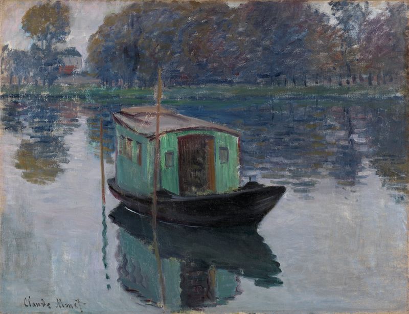 Claude Monet, Le bateau-atelier / De schildersboot / Monet's studio-boat, 1874